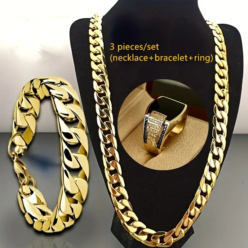 Pack Dorado Collar+anillo+ pulsera